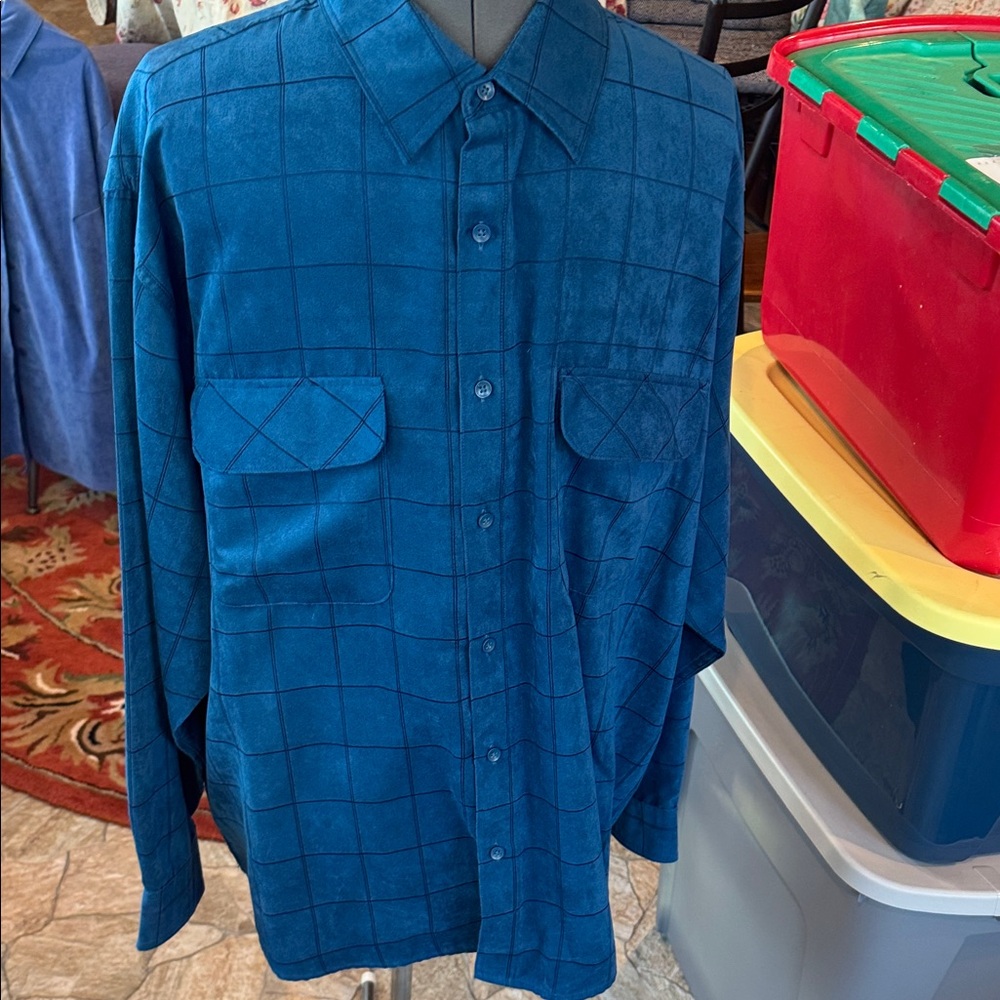 George Men's Casual Button Down Shirt - Blue Size 2XL
